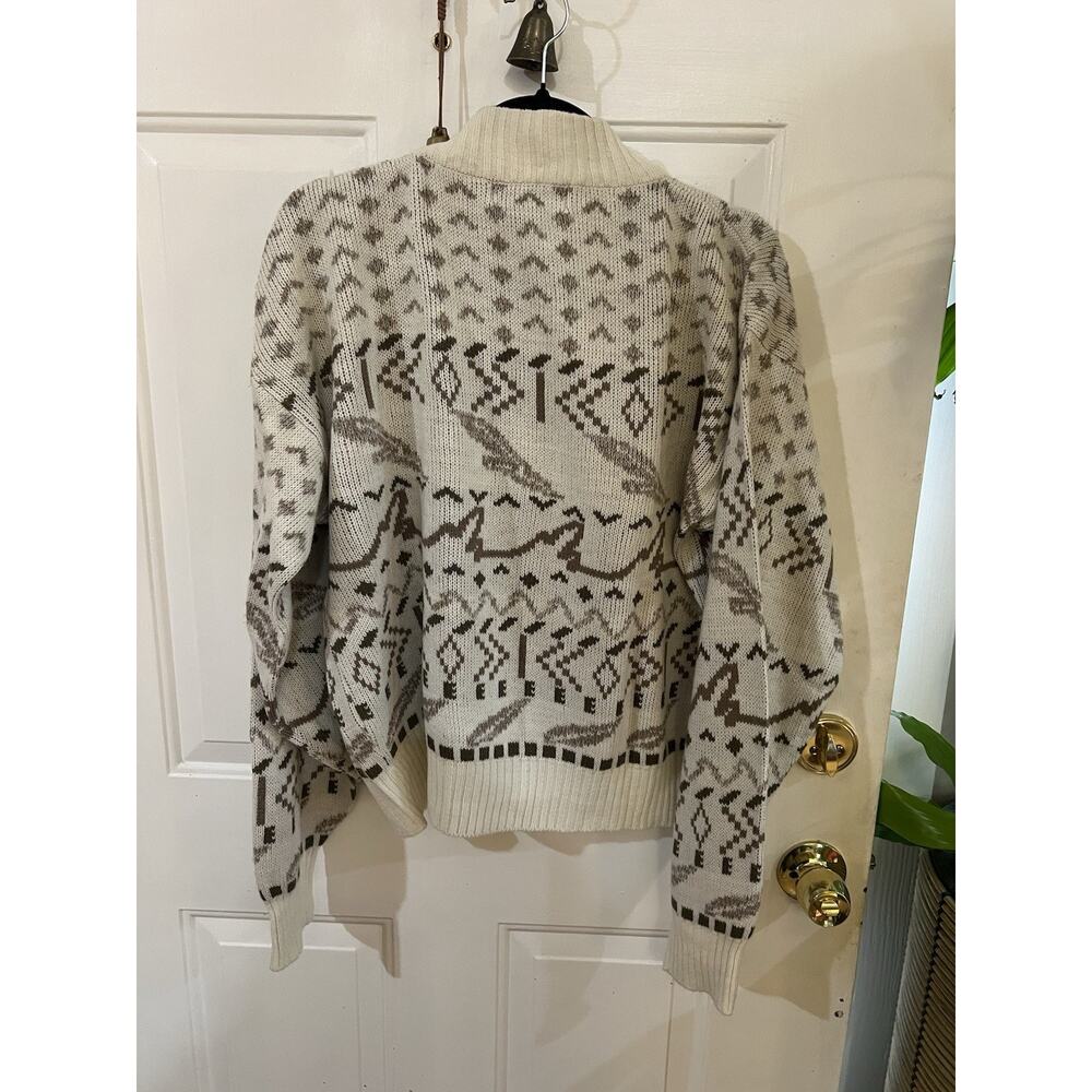 American Vintage 80s 90s Sweater M Streetwear Hip Hop Dad Geometric Grandpacore - Picture 5 of 9